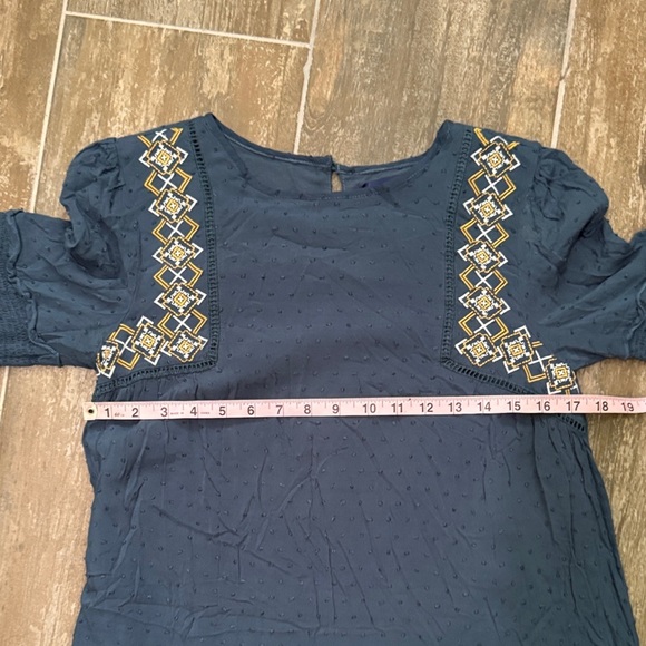 Blue Rain BoHo Teal Dress with Gold Embellishments - Picture 6 of 9